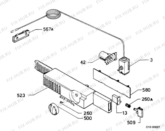 Взрыв-схема холодильника Electrolux ER2337I - Схема узла Thermostat